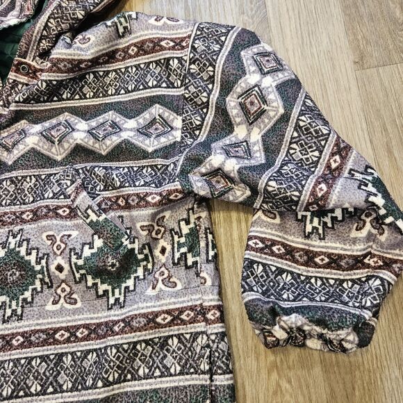 Vtg Casual Club Aztec Southwestern Jacket Mens L Reversible Windbreaker Fleece - Picture 3 of 10